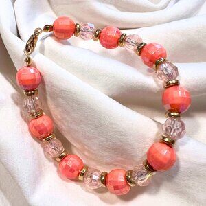 Arwen and Gwen Peach Globe Style Beaded Clasp Bracelet